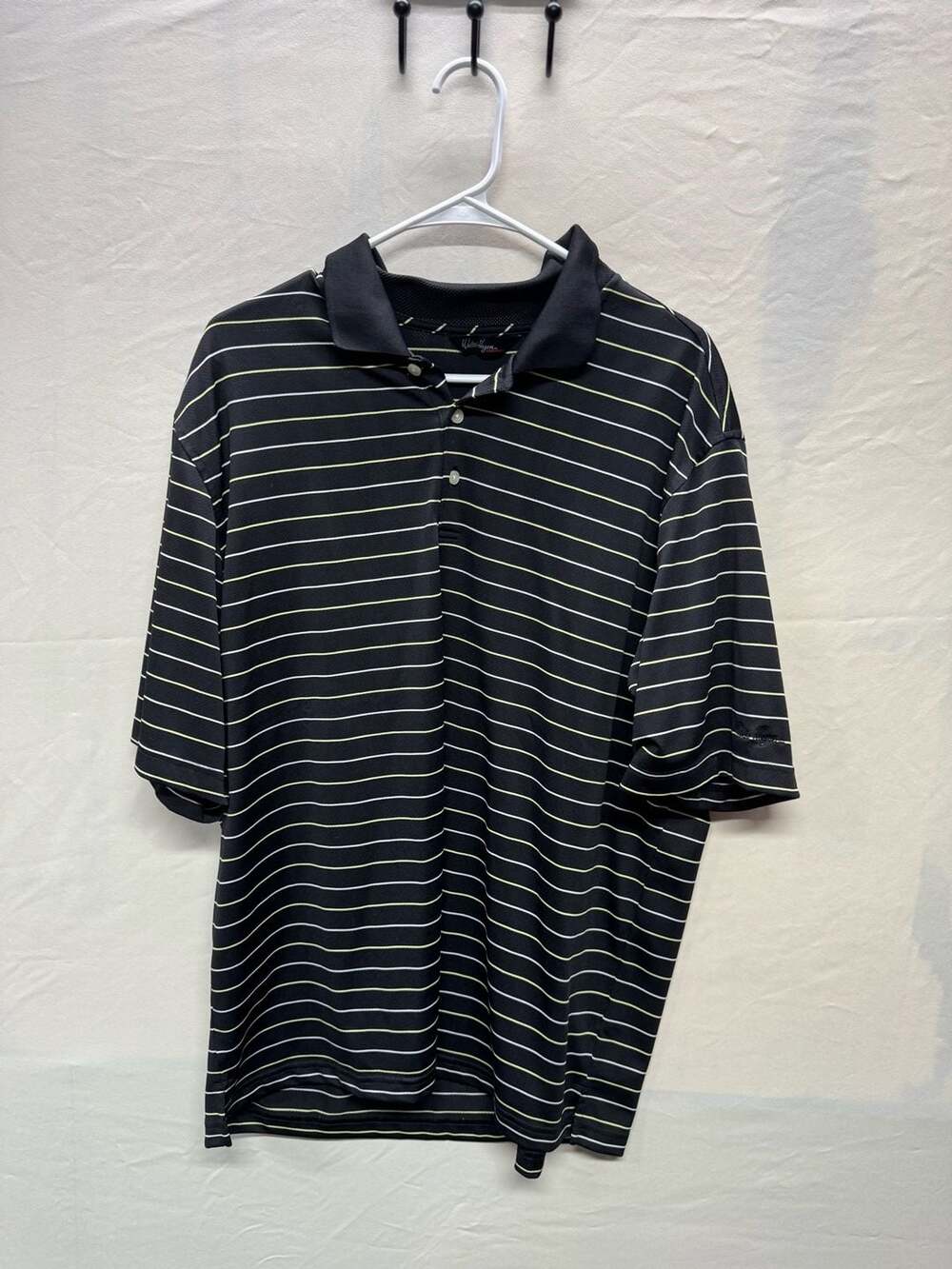 Walter Hagen Essentials Men's Black Striped Short Sleeve Golf Polo Shirt XL